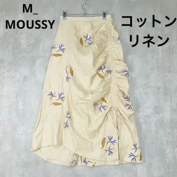 M_ MOUSSY 엠언더바 개더 디테일 스커트 자수 마 혼방