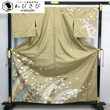 츠케사게 염색 오오시마 쿠로 아름다운 꽃 무늬 금채 마른 색 K-4285