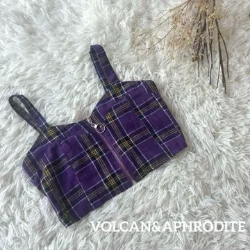 VOLCAN&APHRODITE*뷔스티에 체크 보라색 귀여운 트렌드 여름