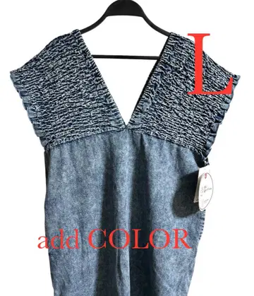 시마무라 데님 셔링 원피스 add COLOR 중파랑 사이즈 L