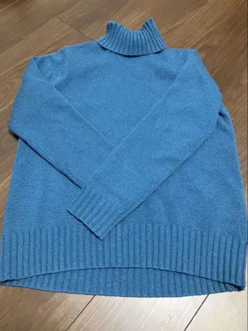 UNIQLO+J 미들 게이지 캐시미어 블렌드 터틀넥 스웨터 M 블루