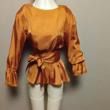 택 포함 새상품 오렌지 새틴 셔츠 블라우스