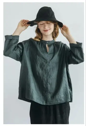 fog linen work 크림 린넨 햇 [ 블랙 ] 미사용 새상품