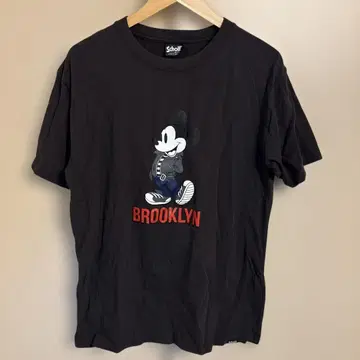 Schott 미키마우스 블랙 디즈니 구제 의류 남성용 반팔 셔츠