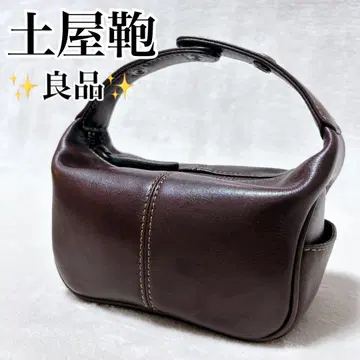 고품질 츠치야 가방 톤 오일 누메 올 가죽 미니 파우치 브라운