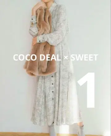 코코딜 sweet 콜라보 중꽃무늬 오픈 칼라 플레어 셔츠 원피스
