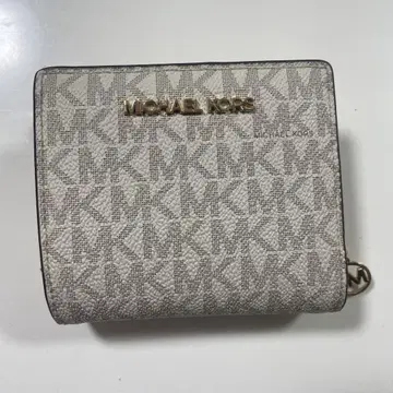 MICHAEL KORS 이단 접이식 지갑 베이지/화이트