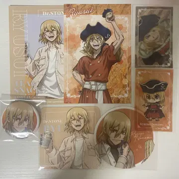 Dr.STONE 나나미 류스이 캔뱃지 클리어 카드 코스터 특전 등
