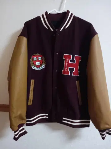 HARVARD 바시티 자켓 사이즈 S 버건디/베이지