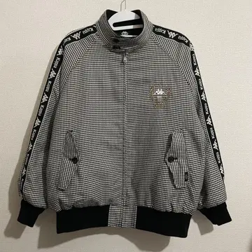 GU Kappa 블루종 하운드투스 충전솜 자켓 스탠드 카라 올 패턴