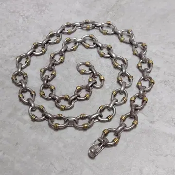 MEXICAN JEWELRY 오벌 링크 목걸이 골드 코일 925