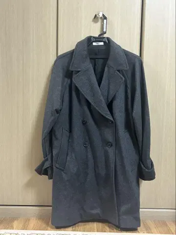 울 더블 브레스트 코트 9호 다크 그레이