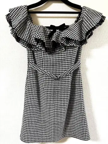 ROBE de FLEURS 프릴 체크 무늬 드레스