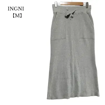 [ INGNI ] 롱 스커트 와플 그레이 면100% M 사이즈