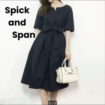 Spick and Span 네이비 새시 벨트 원피스 반팔