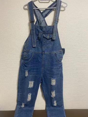 데님 오버롤 데미지 가공