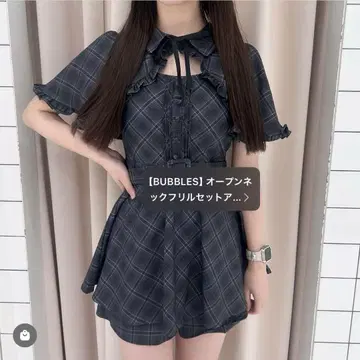BUBBLES 프릴 체크 원피스
