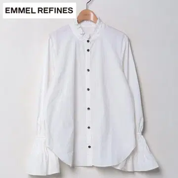 새상품급 EMMEL REFINES 하이컬러 버튼 소매 턱 셔츠 화이트