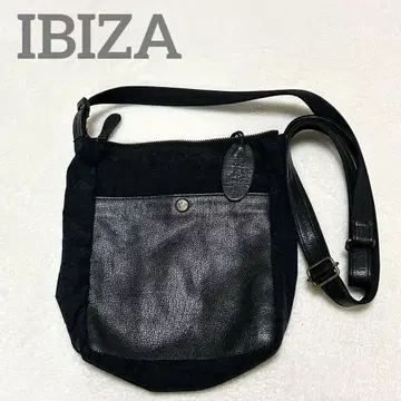 [ 새상품급 ] 이비자 나일론 x 가죽 숄더백 블랙 사선 크로스