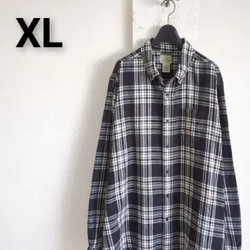 구제 의류 엘엘빈 플란넬 셔츠 BD 셔츠 블랙 체크 무늬 XL