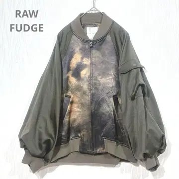 RAW FUDGE (로우퍼지) 타이 다이풍 이소재 절개 블루종 밀리터리풍