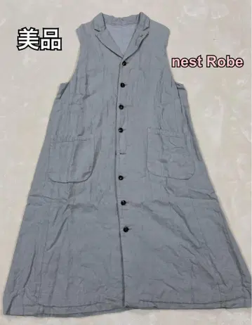 [ 새상품급 ] 네스트로브 헴프린넨 기모 원피스 롱베스트 그레이