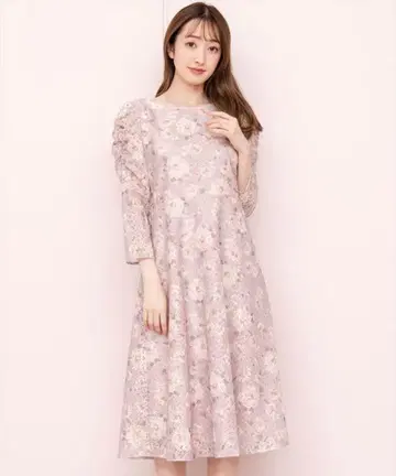 플라워 레이스 백리본 원피스
