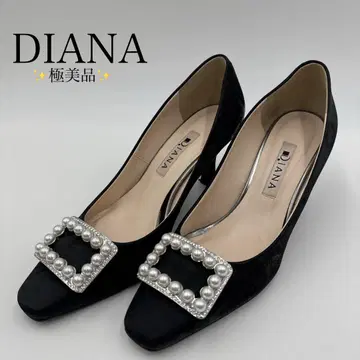 DIANA 펌프스 스퀘어토 스웨이드 비쥬 펄 블랙 힐