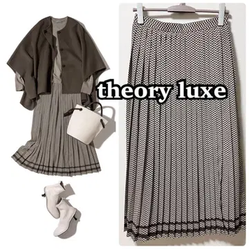 [ 새상품급 ] Theory luxe 패널 프린트 플리츠 스커트 브라운