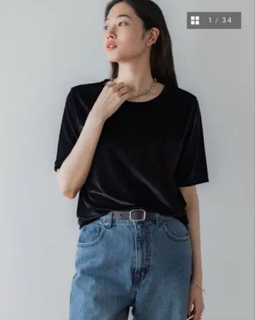 crewre 시어 벨로아 크루넥 T 블랙 3