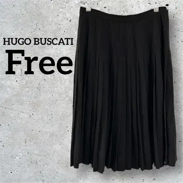 HUGO BUSCATI [프리] 플리츠 스커트 블랙 미디 스커트