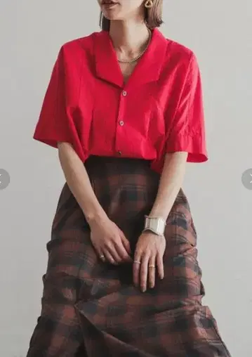 FIL DE FER 컴팩트론 변형 칼라 돌먼 셔츠 레드