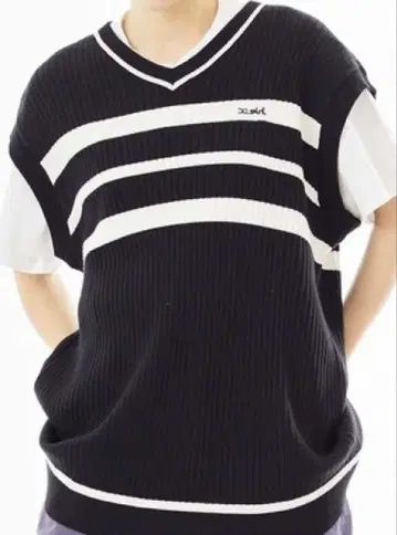 X-girl 니트 베스트 블랙