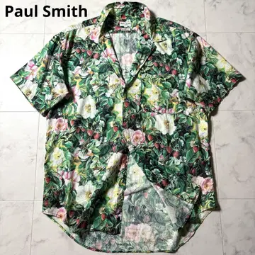 새상품급 Paul Smith 꽃무늬 이탈리아 코튼 반팔 셔츠 L