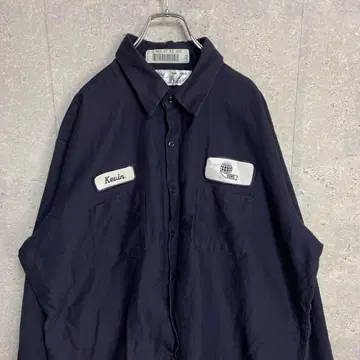 Uni First 네이비 워크 셔츠 긴팔 기업 로고 와펜 2XL