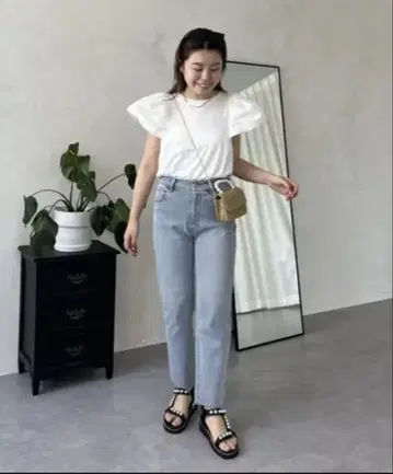 데님 팬츠 [ MOMO ] 스트레치 테이퍼드 데님 여성용
