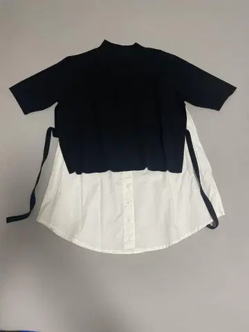 림아크 레이어드 디자인 반팔 셔츠 블랙 화이트
