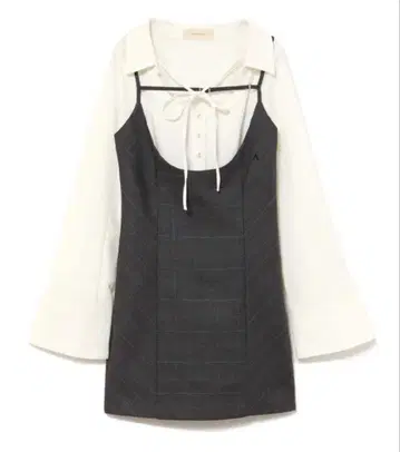 andmary Betty layered check dress gray