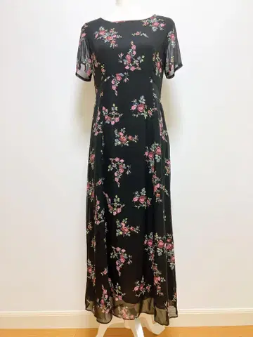 로라 애슐리 롱 원피스 반팔 꽃무늬 블랙 사이즈 M 새상품급