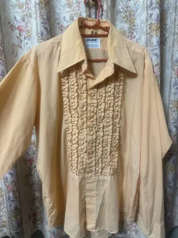 70s 프릴 달린 오렌지 긴팔 셔츠