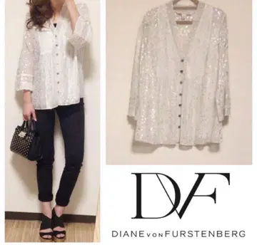 DVF*새상품급 실크 소재 패턴 상의