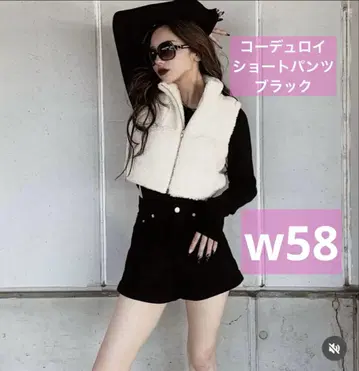 shoko 아베일 콜라보 코듀로이 숏팬츠 블랙 w58