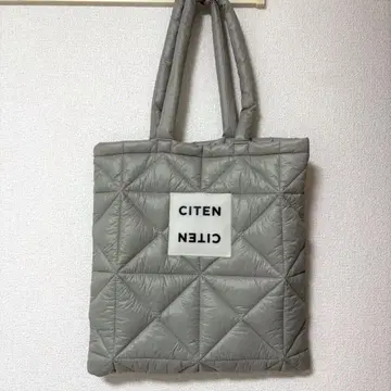 한정 판매 CITEN 시텐 그레이 퀼팅 숄더 토트백