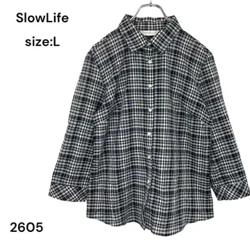 슬로우 라이프 Slow Life 셔츠 상의 긴팔 체크 L 멋스러운
