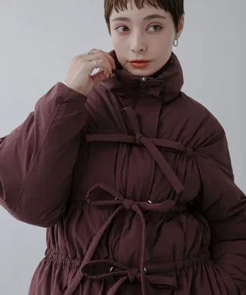 KBF 프론트 리본 패딩 자켓 BORDEAUX