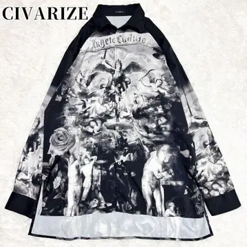 CIVARIZE 타락천사 천사 올 패턴 그래픽 프린트 셔츠 블랙
