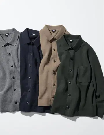 UNIQLO 밀라노 리브 셔츠 가디건 2점 32beige 69navy