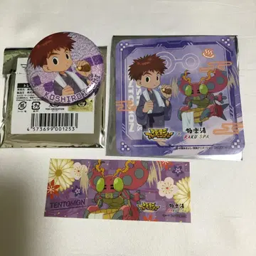 디지몬 극락탕 캔뱃지 코스터 스티커 이즈미 코시로 텐토몬