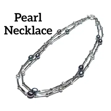 펄 목걸이 실버 2연 2중 목걸이 미러볼 담수