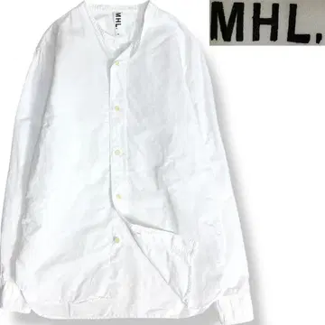 J6415 새상품급 MHL. 린넨 믹스 풀오버 밴드 카라 셔츠 화이트 M